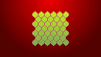 Sticker - Green line Garden fence wooden icon isolated on red background. 4K Video motion graphic animation