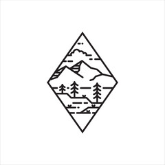 Canvas Print - simple mountain emblem monoline logo