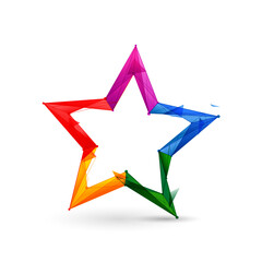 Poster - Colorful Star icon. Low poly model design. 3d Vector illustration