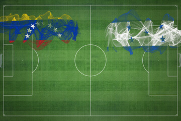 Venezuela vs Honduras Soccer Match, national colors, national flags, soccer field, football game, Copy space