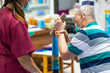Occupational therapy: hand function training in stroke patient by using stacking cone at a therapy room in the hospital