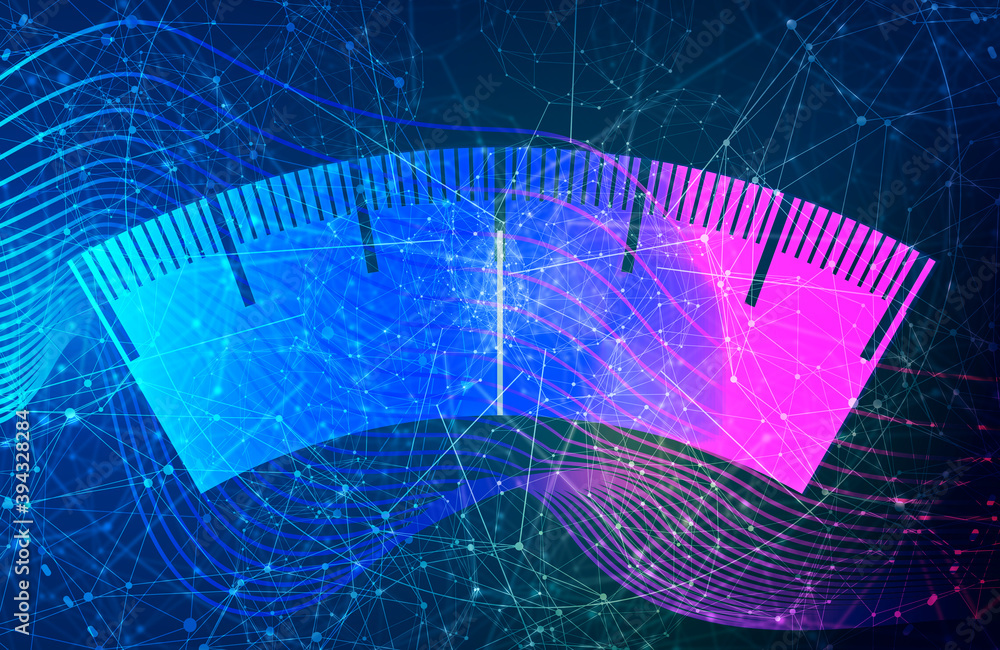 Level scale with arrow. The measuring device icon. Sign tachometer ...