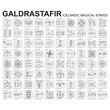 Vector icon set with Galdrastafir Icelandic Magical Staves with their meanings
