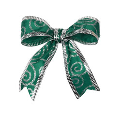 Wall Mural - Green and silver festive Christmas bow