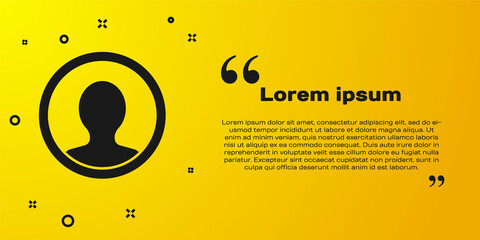 Black Create account screen icon isolated on yellow background. Vector.