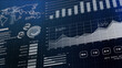 Futuristic 3D stock exchange finance graph chart computer screen AI cloud computing technology HUD interface, business financial investment symbol artificial intelligence big data analysis. 