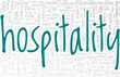 © Colored Lights - Hospitality vector illustration word cloud isolated on a white background.