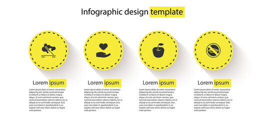 Canvas Print - Set Scented spa stick, Heart in hand, Apple and Food no diet. Business infographic template. Vector.