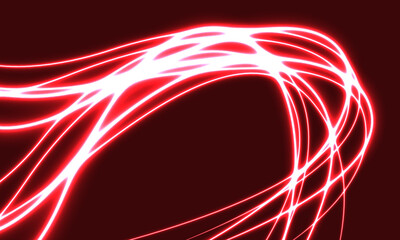 Wall Mural - Abstract white line neon light curve wave on red design luxury futuristic technology background vector illustration.