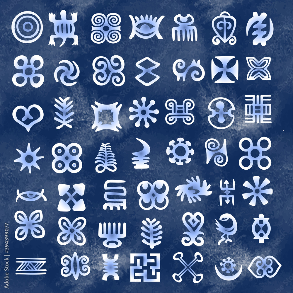 African Adinkra Pattern - digital art ritual symbols and screen ...