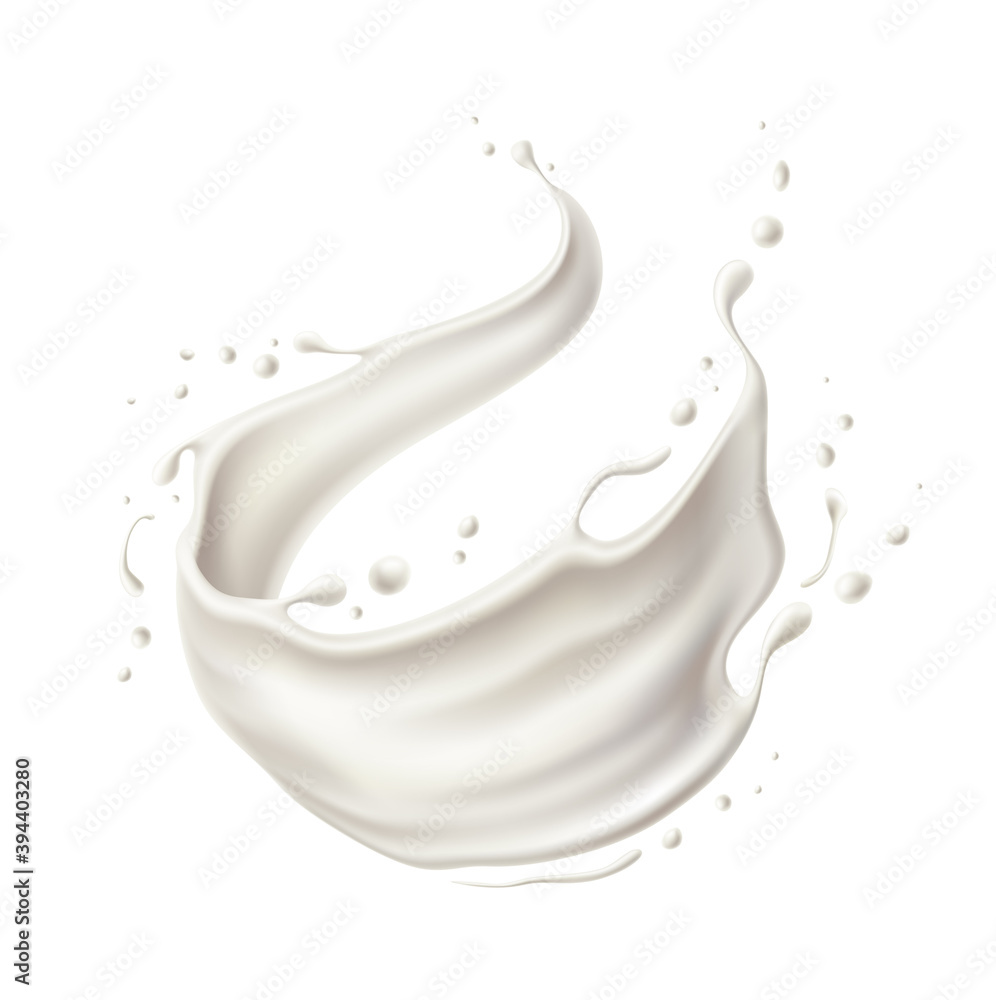Vector realistic milk splash for dairy design Stock Vector | Adobe Stock