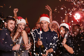 Canvas Print - Young people celebrating New Year in night club