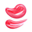 Lip gloss smear isolated on white. Pink smudged makeup product sample