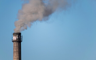 Furnace and smoke. Thermal power station. Combustion of fossil-coal fuel