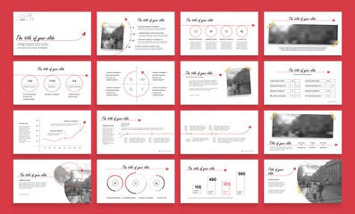 Wall Mural - geometric red presentation element templates. vector infographics. for use in presentation, flyer an