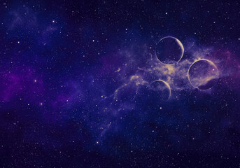 Wall Mural - planets in outer space with nebula and stars