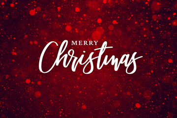 Wall Mural - merry christmas text over red glittering sparkle background texture. magical christmas card design w