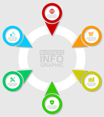 Leinwandbilder - Flat design vector business infographic template with 6 options