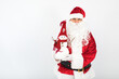 © Davidbenito - Santa Claus holding a snowman on white background. Christmas concept