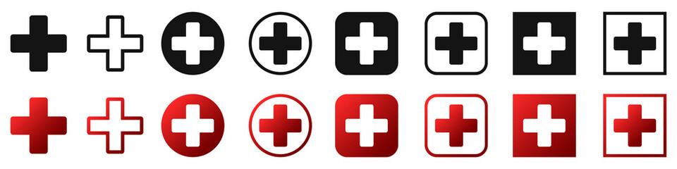 Wall Mural - medical cross icons set. medical cross sign. vector illustration.