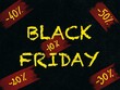 Sale sign on black, text black friday