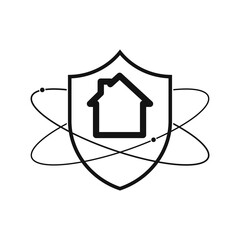Wall Mural - shield with house icon. linear shield icon. vector illustration.