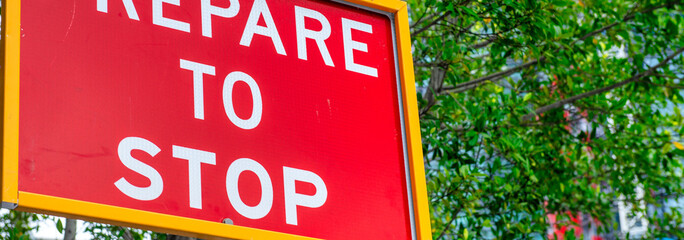 Sticker - Prepare to stop sign, road alert in central city