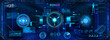 © SergeyBitos - Innovation system HUD for UI, UX, and GUI design. VR and App Futuristic User Interface collection elements. Sky-fi dashboard with charts, circle gadgets, HUD UI and other elements. Vector template