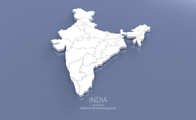 Sticker - India Map 3d. National map 3D rendering set in Asia continent.