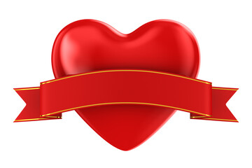 Wall Mural - heart and ribbon on white background. isolated 3d illustration