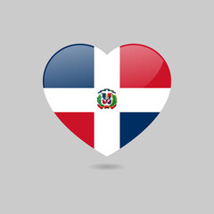 Wall Mural - Vector Glossy Dominican Republic Flag Heart