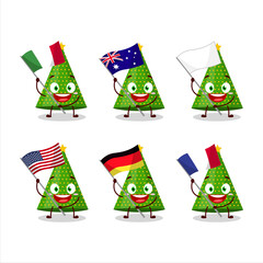 Sticker - Green party hat cartoon character bring the flags of various countries