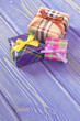 Wrapped colorful gifts with ribbons for Christmas or other celebration, copy space for text