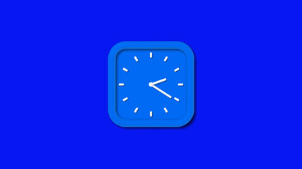 Canvas Print - Aqua color square 3d wall clock isolated on blue background