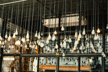 View Of Many Electric Lamps In Restaurant