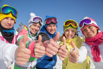 Poster - snowboarders on ski resort