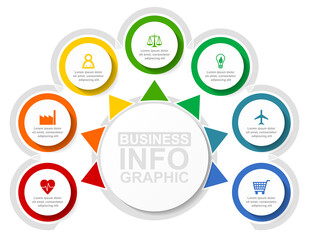 Leinwandbilder - Flat design business infographic vector  template with 7 options
