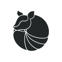 Armadillo Rolled Up Into A Ball Silhouette Icon. Simple Flat Vector Sign, Symbol, Logo, Print Art Illustration Design.