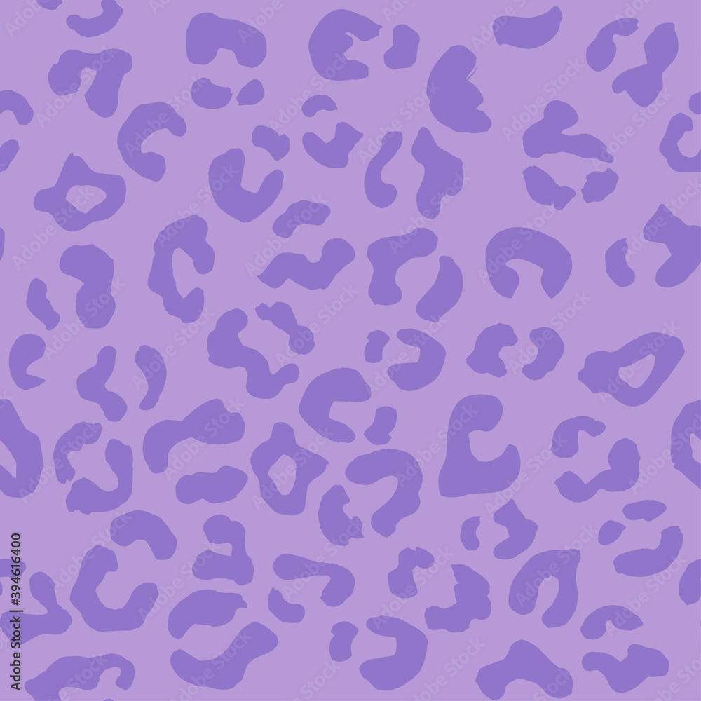 Leopard seamless pattern. Vector animal print. Bright violet spots on light purple  background. Jaguar, leopard, cheetah, panther fur. Leopard skin imitation  can be painted on clothes, paper or fabric. Stock Vector |, image size:1000x1000