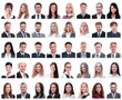 © ASDF - collage of portraits of successful employees isolated on white