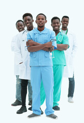 Wall Mural - in full growth. smiling young doctors standing one by one