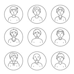 Wall Mural - Character People Man Concept Contour Linear Style. Vector