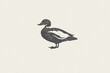 Black duck silhouette for animal husbandry industry hand drawn stamp effect vector illustration.