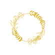 Christmas floral gold wreath vector round frame