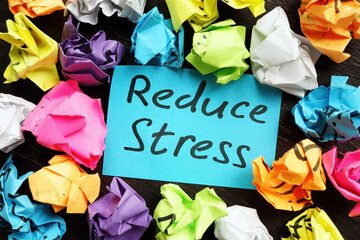 Reduce stress memo and colorful paper balls.