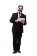 © ASDF - smiling business man with a digital tablet. isolated on a white