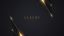 Luxury Abstract Background With Golden Lines On Dark, Modern Black Backdrop Concept 3d Style. Illustration From Vector About Modern Template Deluxe Design.