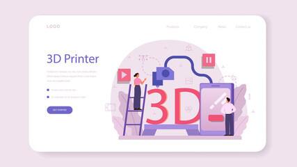 Wall Mural - designer 3d modeling web banner or landing page. digital drawing
