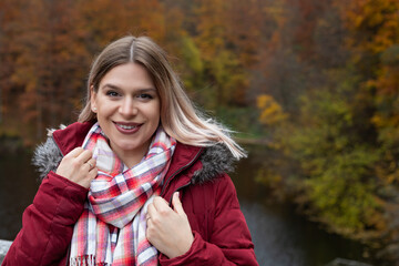 Sticker - Autumnal portrait of attractive woman