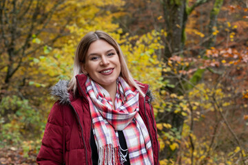 Sticker - Autumnal portrait of attractive woman